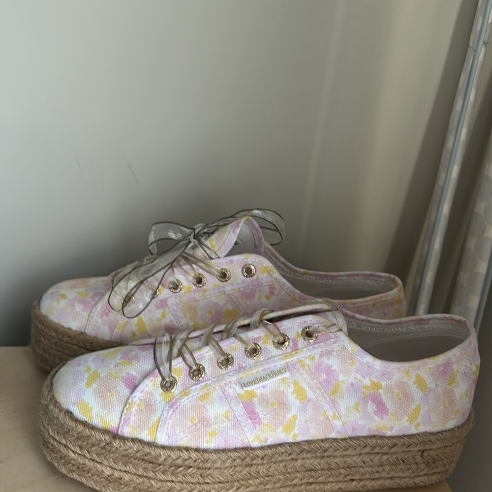 Superga x Loveshackfancy Espadrille Platform Sneaker 2790 Perky Peach no box - Picture 5 of 13